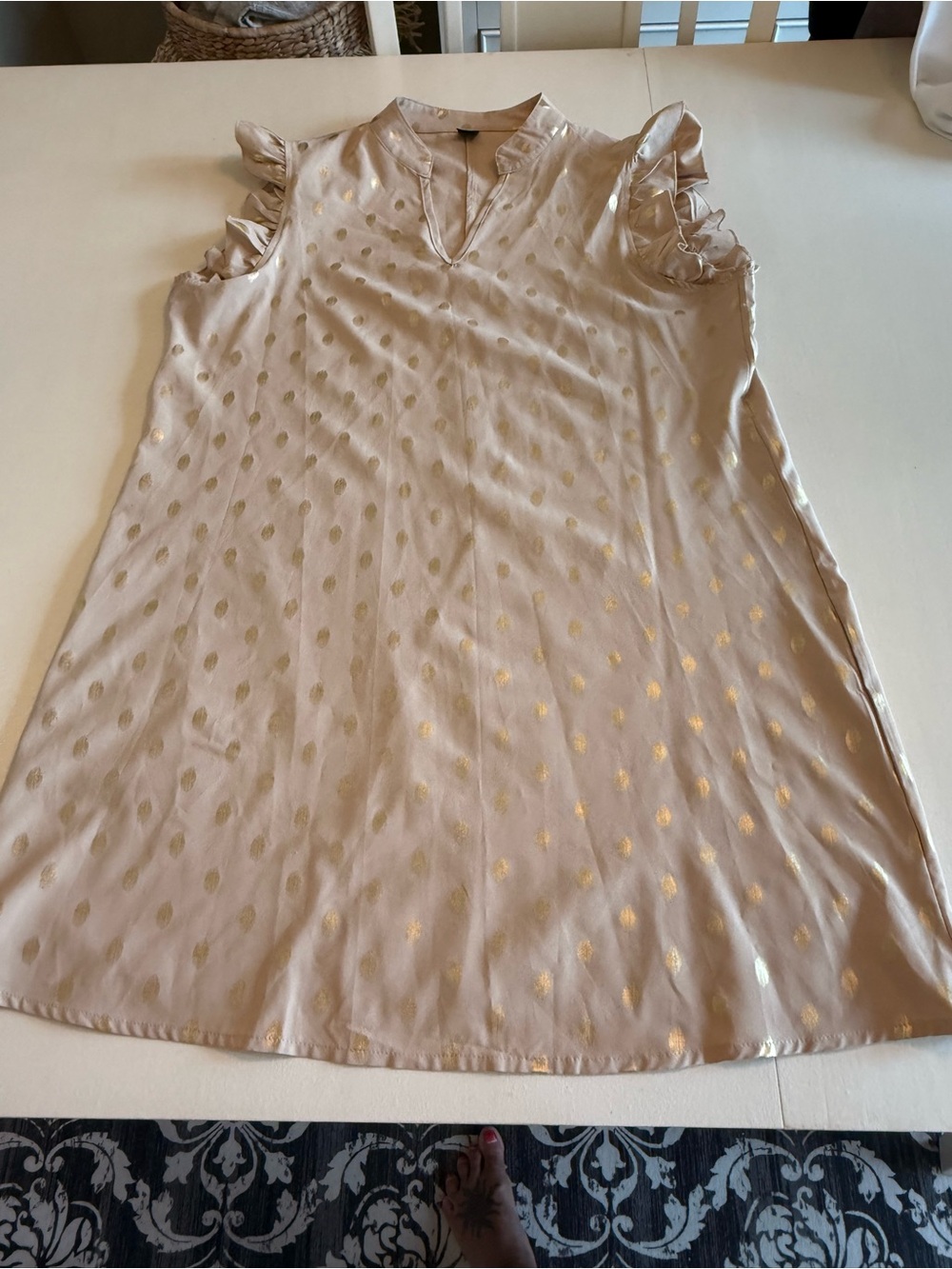 SHEIN Cream Mini Dress with Gold Polka Dot Accents